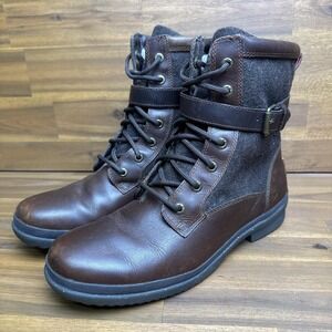 UGG Boots Womens Size 10 Brown Leather Waterproof Wool Lined Winter 1005264